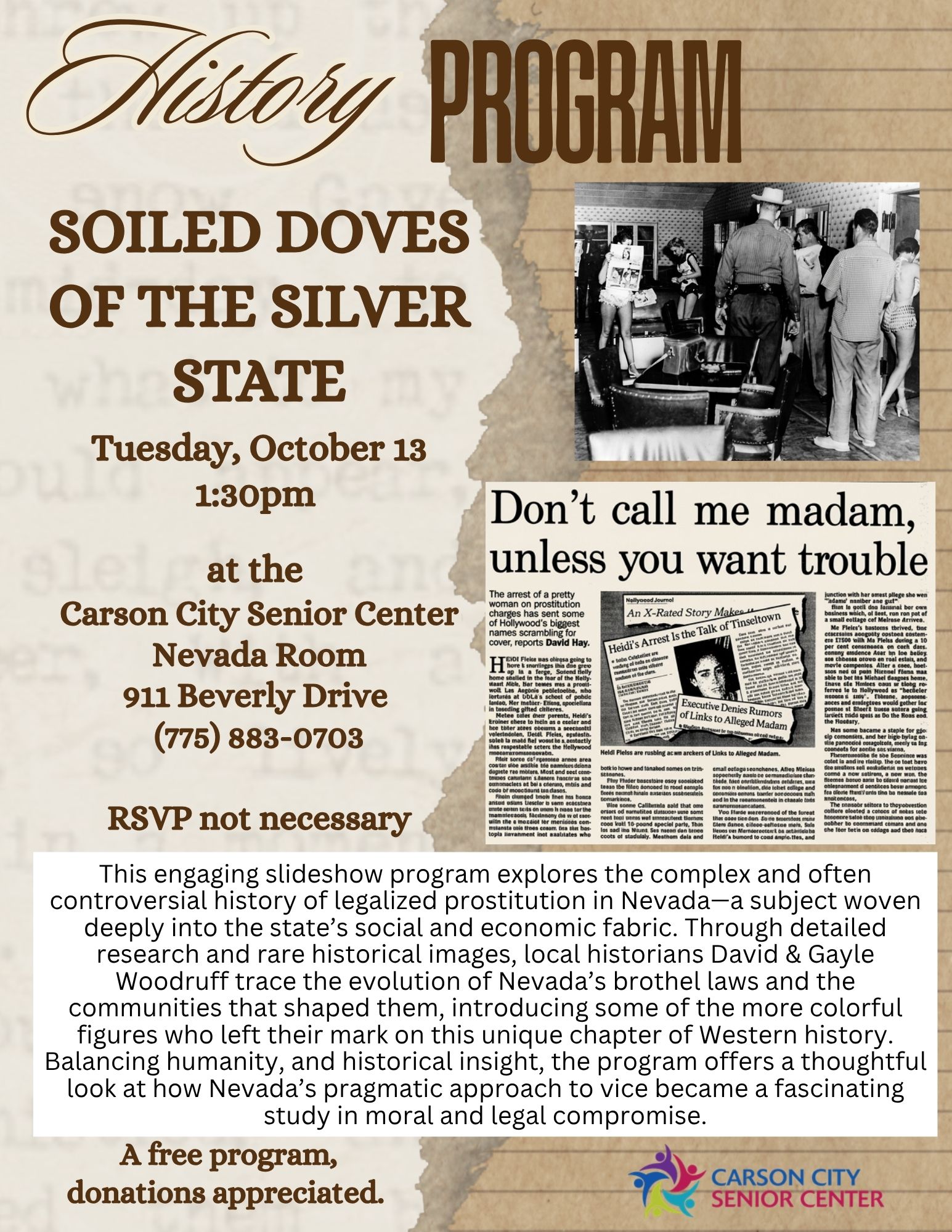 History Program: Soiled Doves of the Silver State