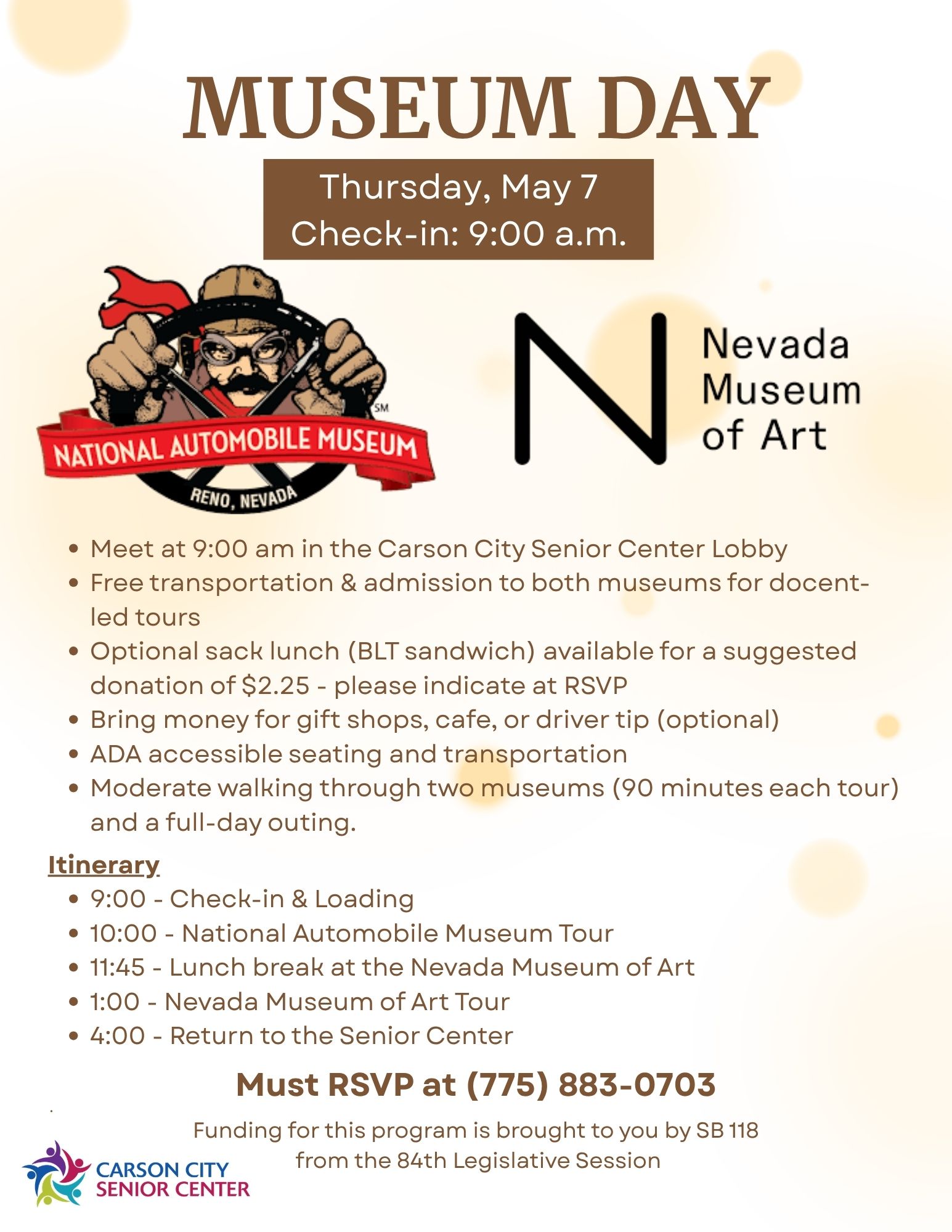 Senior Bus Trip to the Museums