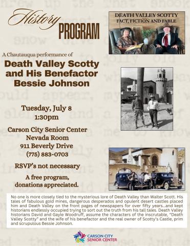 A Chautauqua performance of Death Valley Scotty and His Benefactor Bessie Johnson